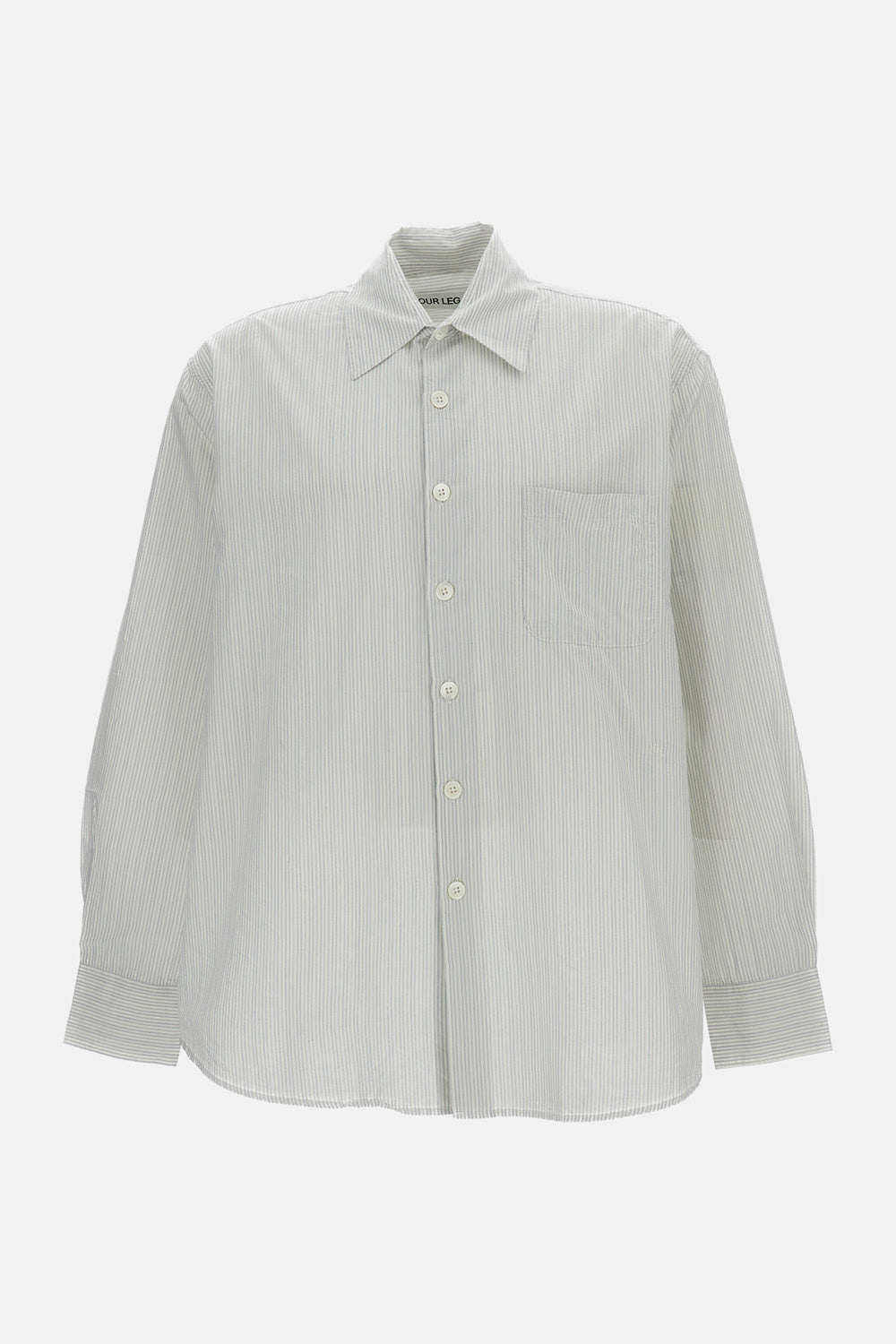 Striped White Cotton-Blend Overshirt