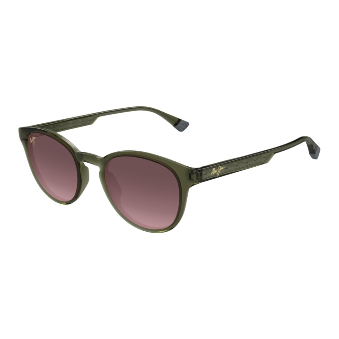 Hiehie Translucent Olive Green Sunglasses with Gradient Purple Lenses