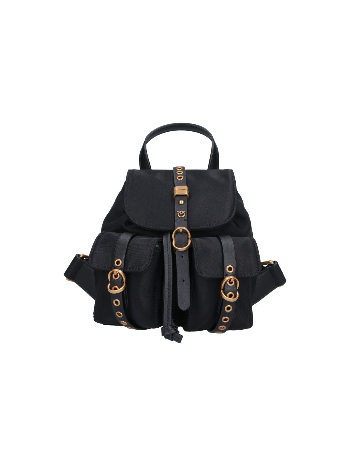 Black Compact Studs Leather Backpack