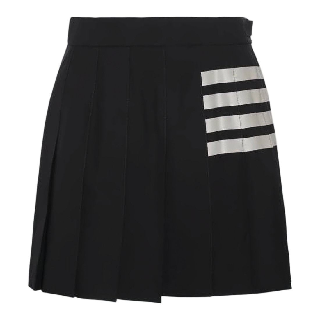 Pleated Mini Skirt with Structured Waistband and Horizontal Stripes