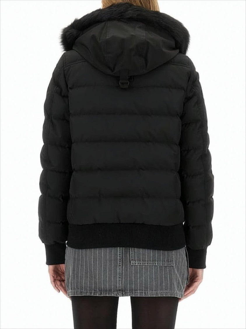 Quilted Cropped Padded Jacket With Detachable Fur Hood
