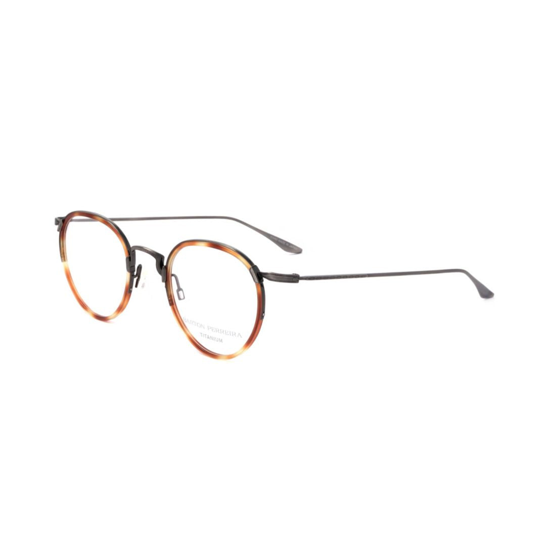 Bp5001 490zx Round Tortoiseshell Patterned Eyeglasses with Matte Metal Temples