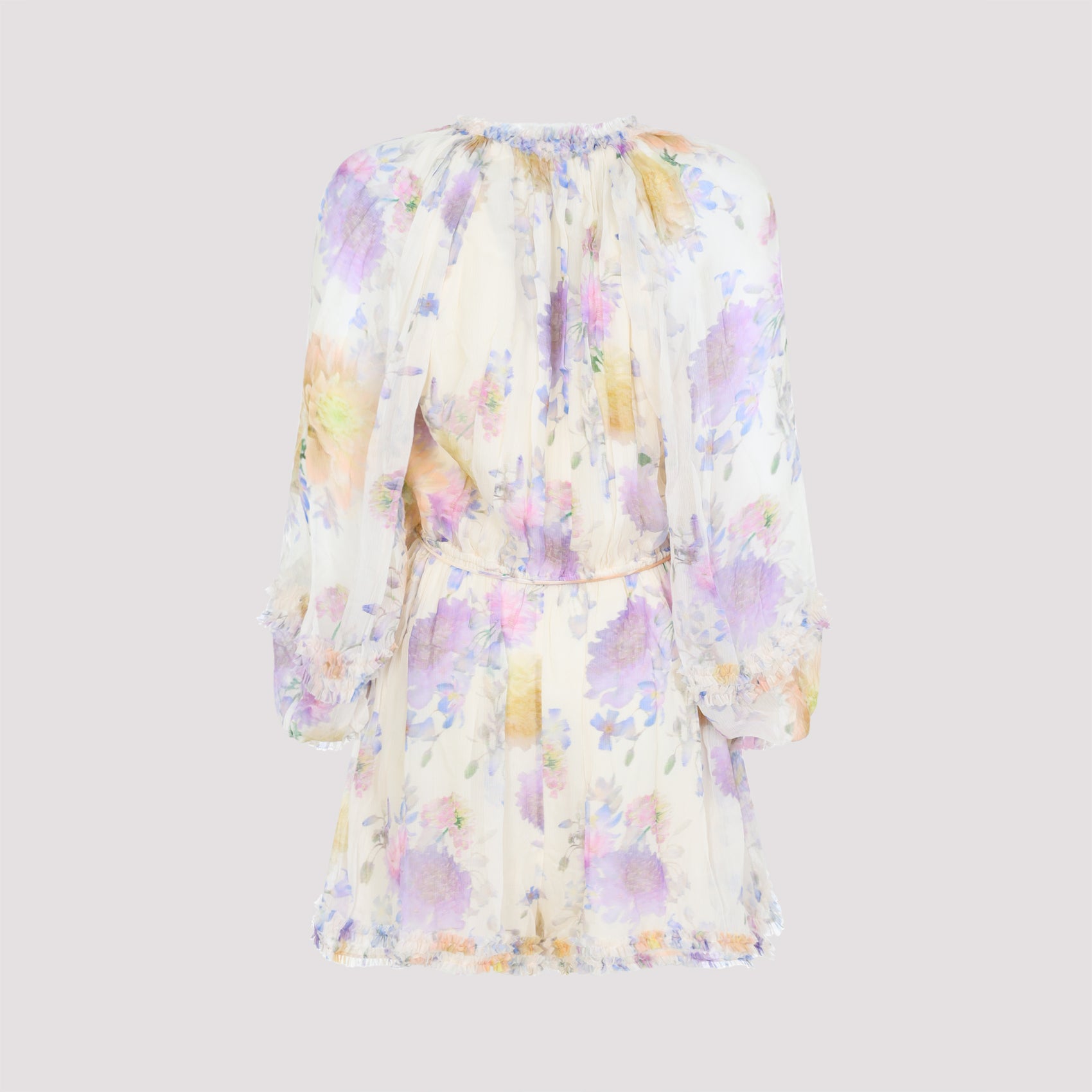Floral Print Overall with Ruffled Cuffs