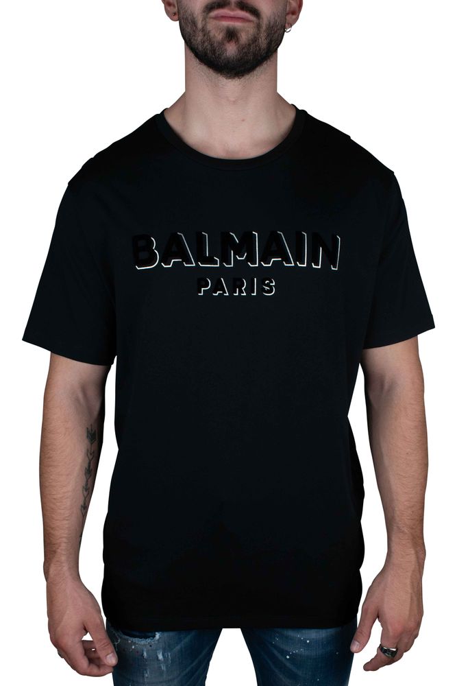 Oversized Black T-Shirt With Textured Logo