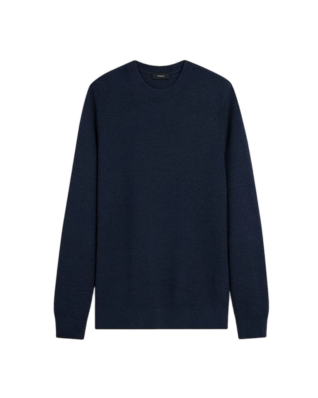 Crew Neck Merino Wool Sweater with Ribbed Details