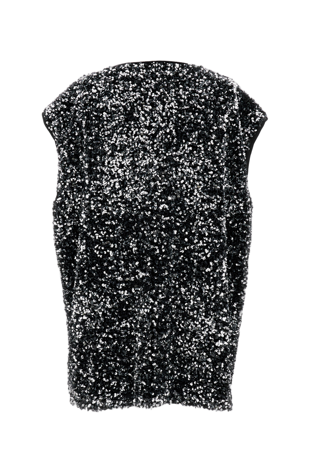 Oversized Sleeveless Top With Silver Sequin Detail