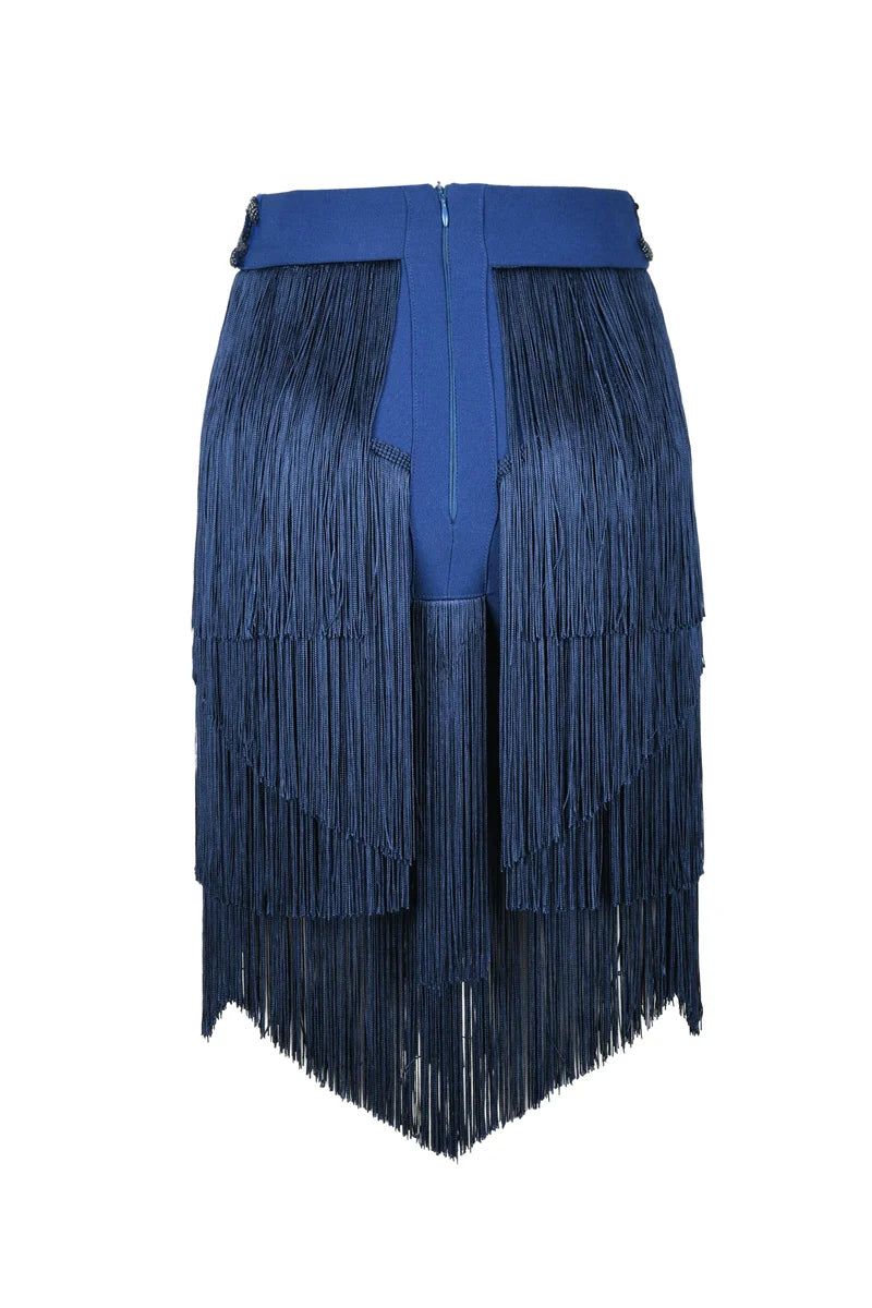 Fringed Skirt - Blue