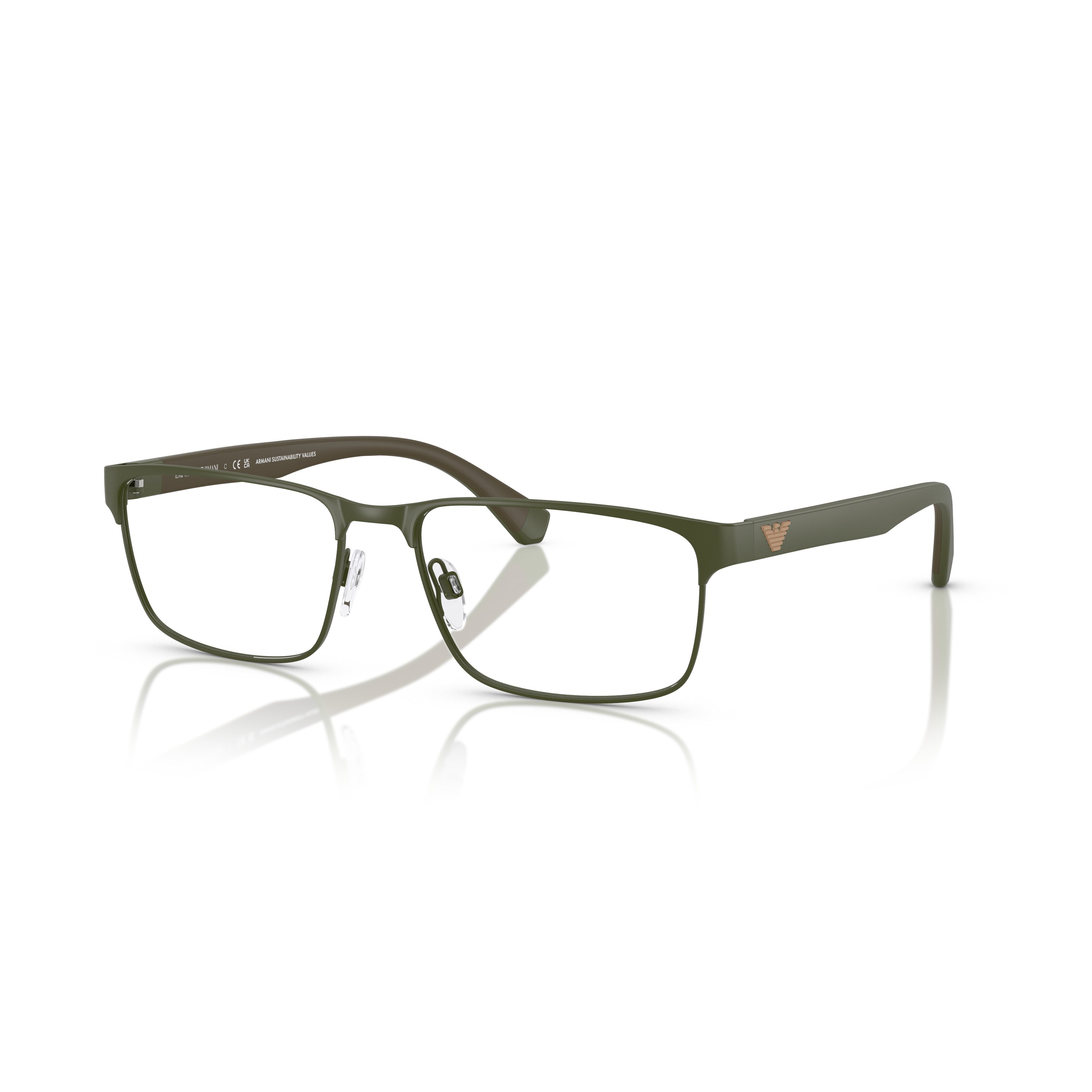 0ea1105 Rectangular Matte Metal Eyeglasses with Adjustable Nose Pads