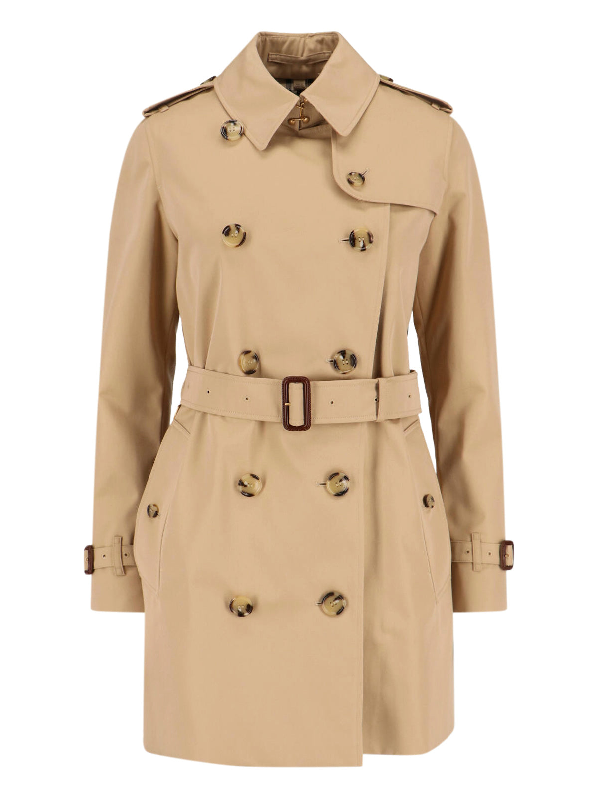 Beige Cotton Double-Breasted Trench Coat