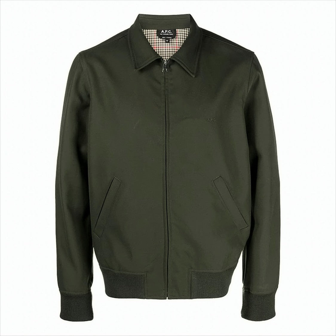 Green Bomber Jacket with Ribbed Details