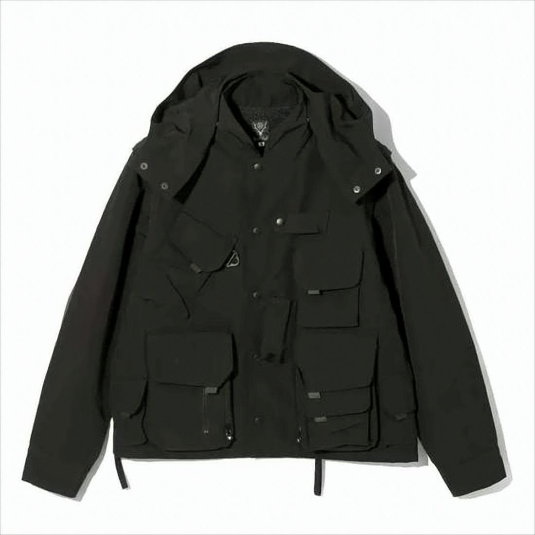 Utilitarian Black Jacket with Detachable Hood