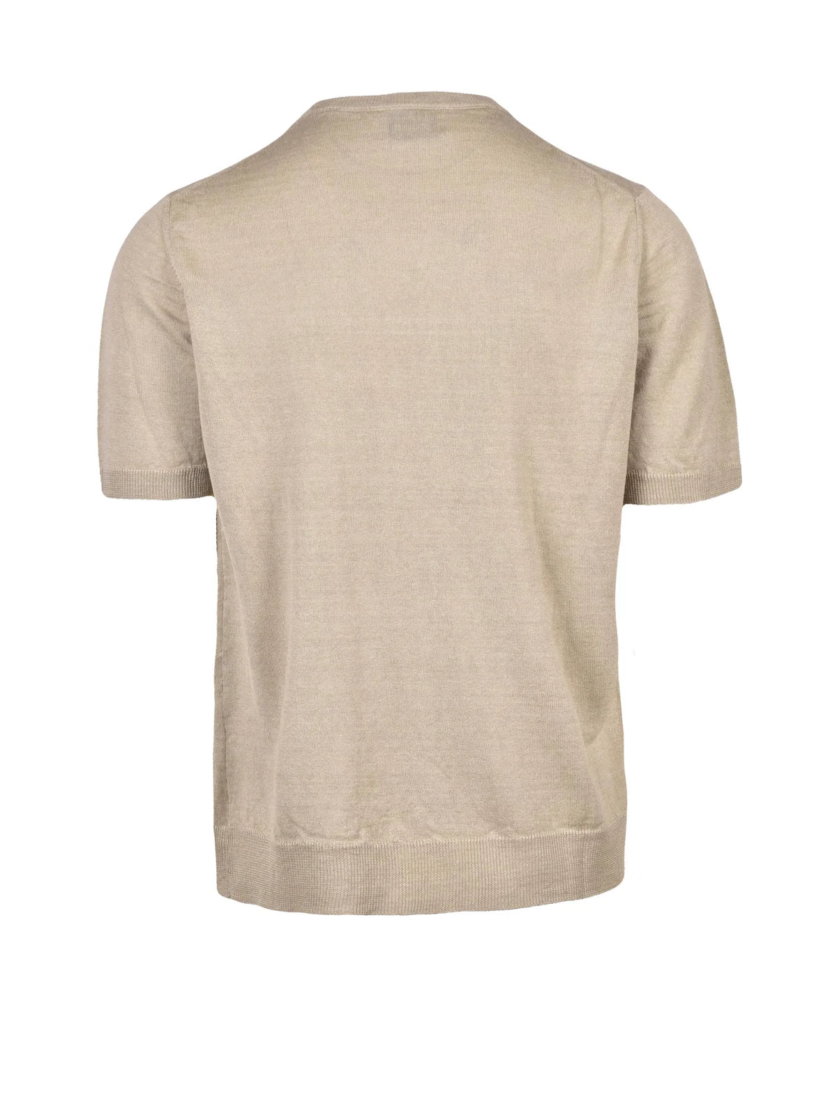 Beige Men Hemp Brushed Pullover Top