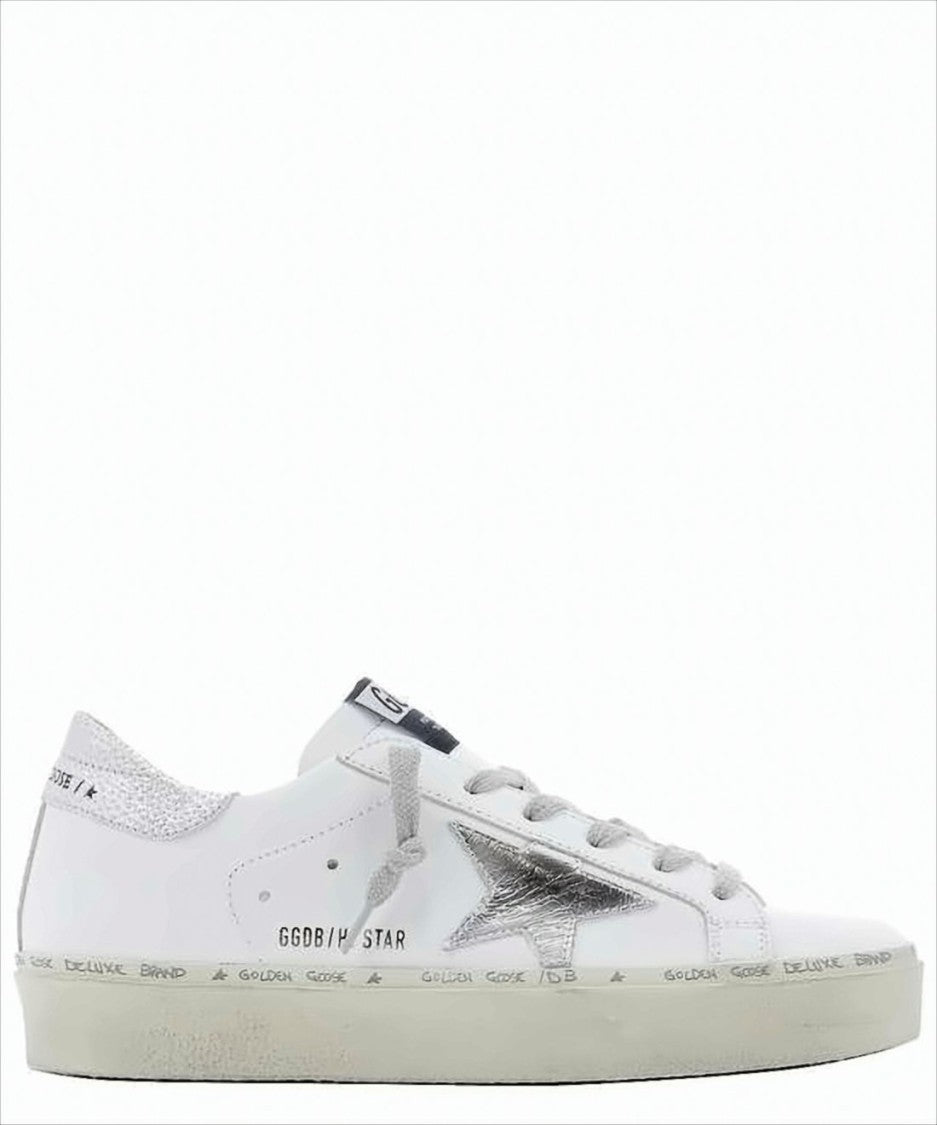 Distressed White Leather Low-Top Sneakers