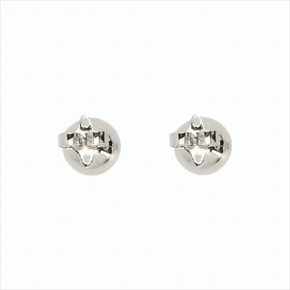 Round Metallic Pearl Dome Earrings With Emblem Overlay