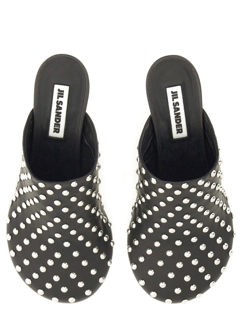 Nappa Leather Mules With Metallic Studs
