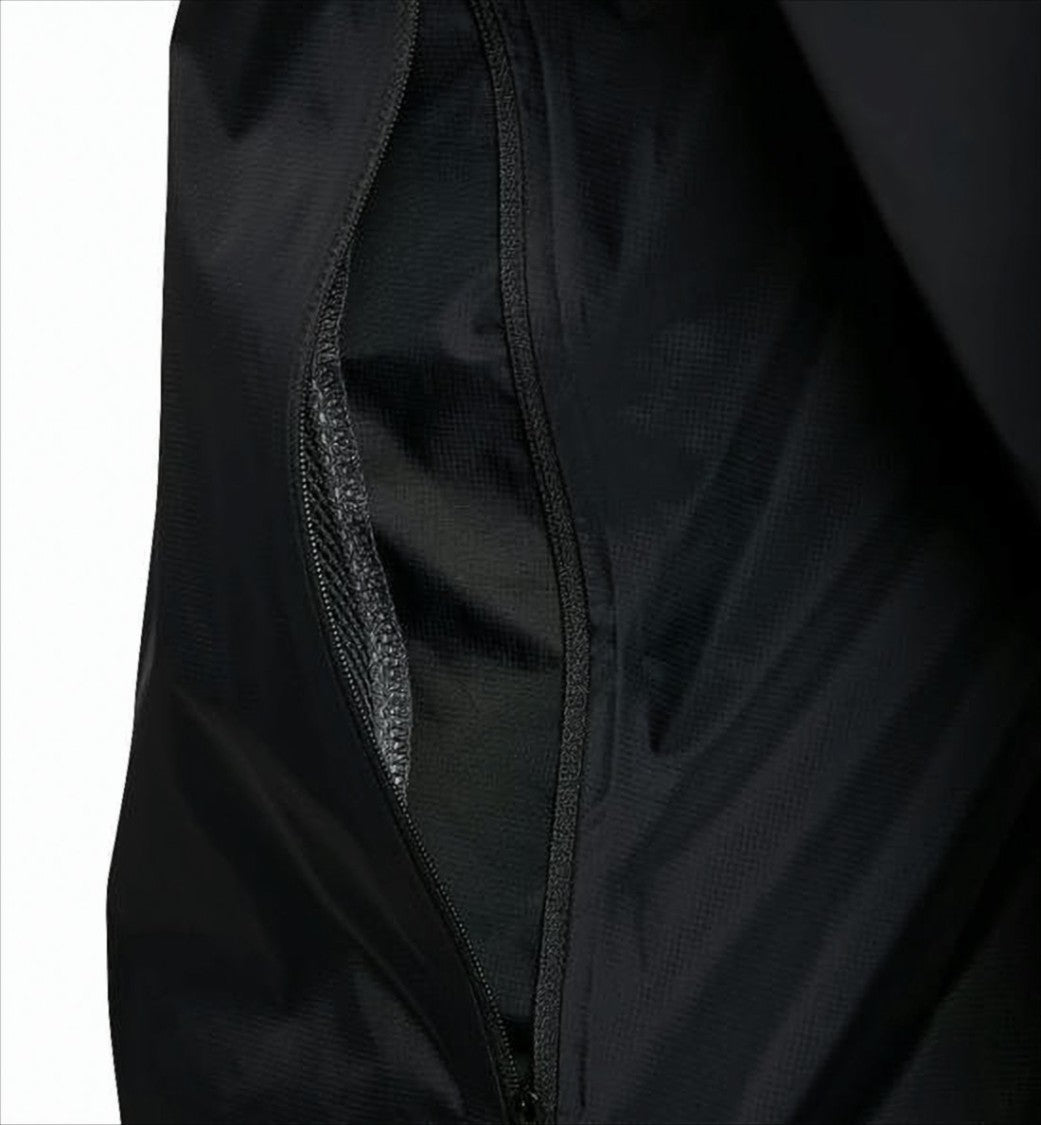 Solid Black Hooded Jacket with Zippered Pockets