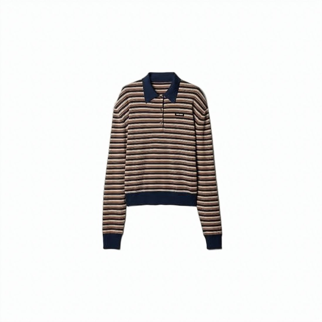 Long-Sleeve Wool Polo Shirt With Contrasting Collar And Cuffs