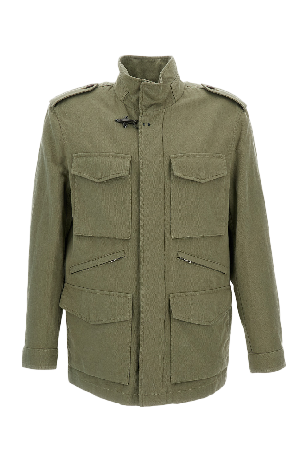 Washed Cotton and Linen Explorer Field Jacket with Iconic Metal Hook