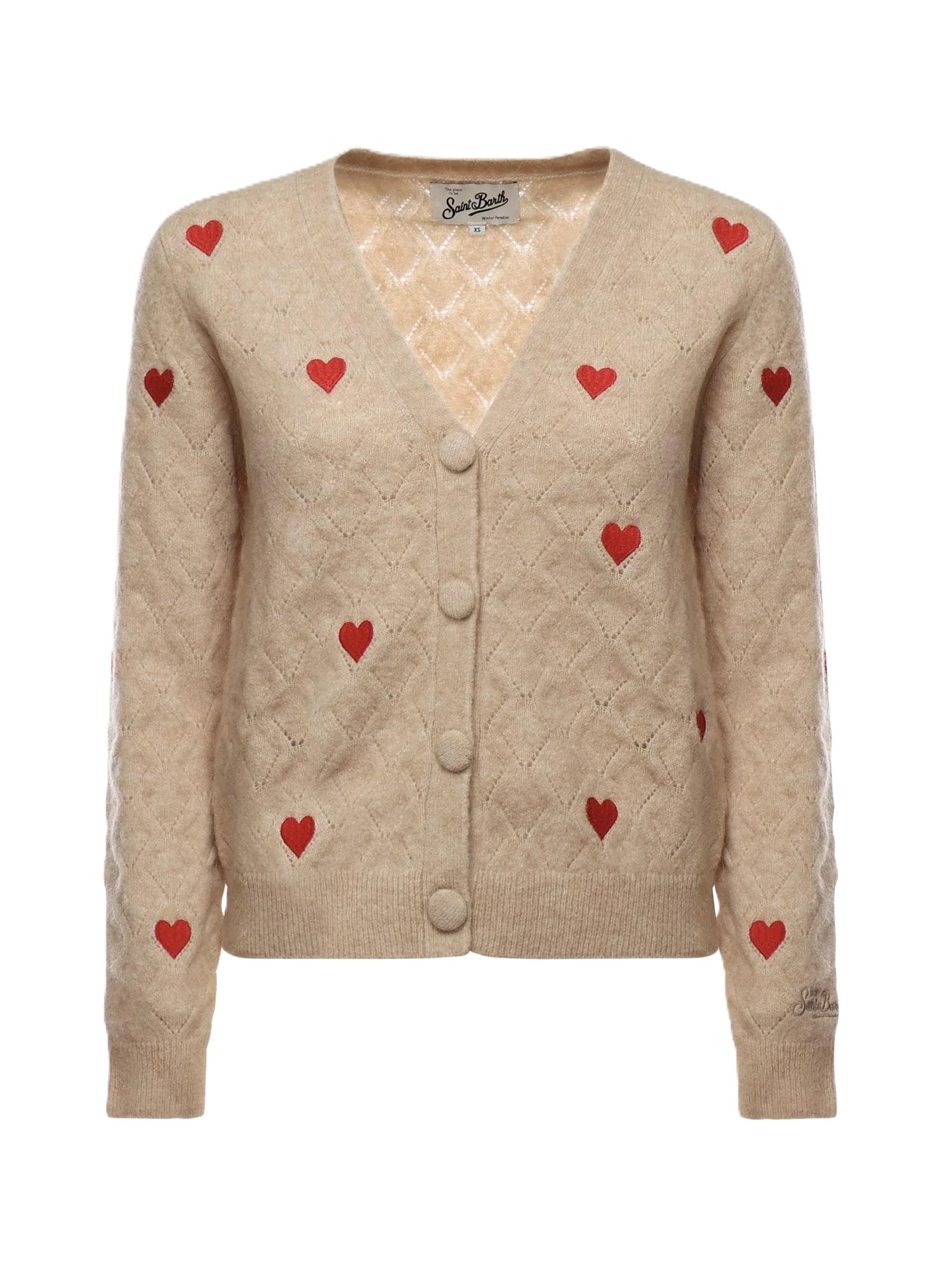 Alpaca Knit Cardigan With Diamond Pattern
