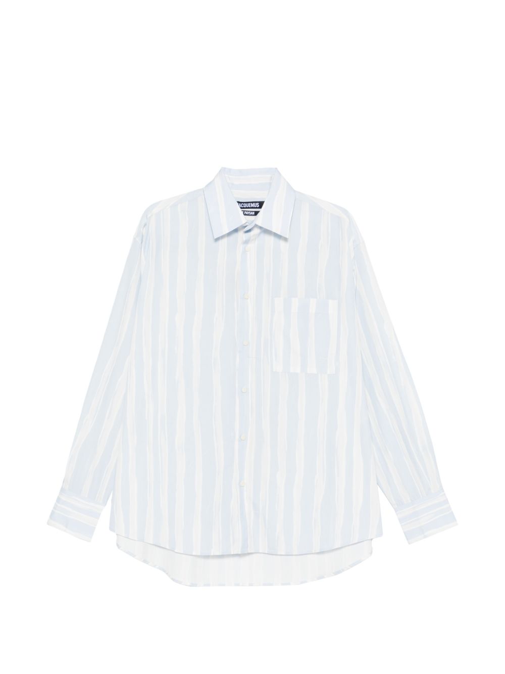 Relaxed Fit White Striped Silk-Nylon Shirt