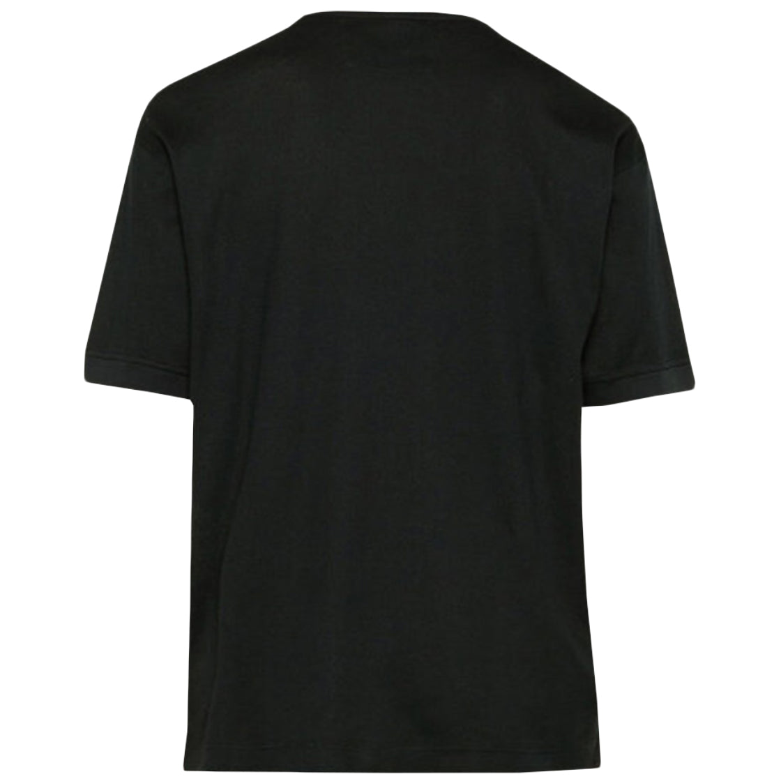 Solid Black T-Shirt With Classic Crew Neckline And Relaxed Fit