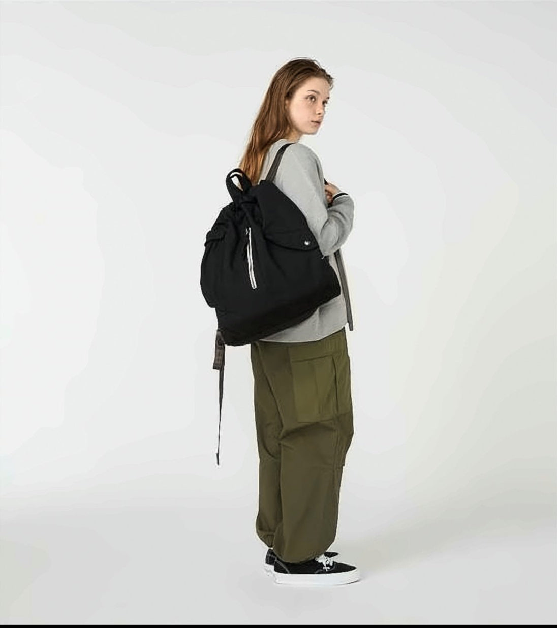 Spacious Black Tote Bag With Drawstring Closure