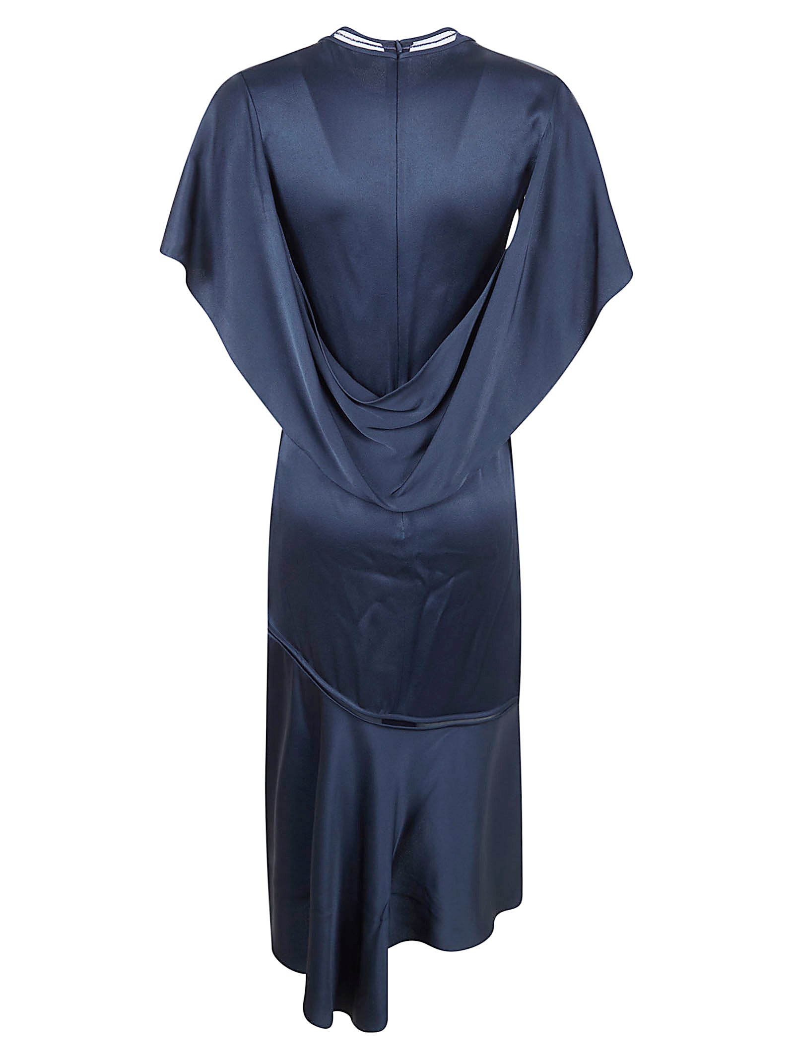 Silk-Effect Midi Dress with Asymmetrical Hem