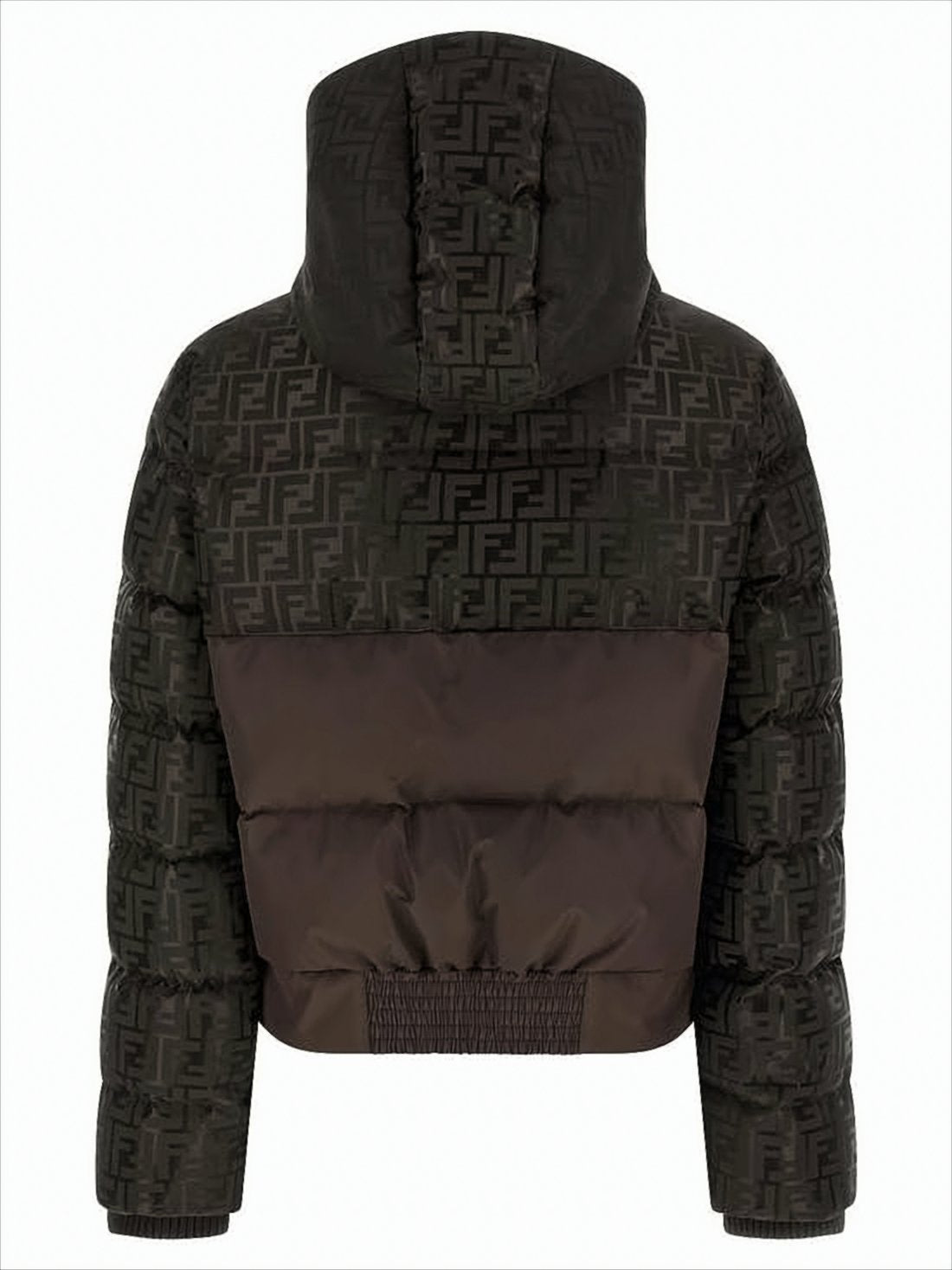 Two-Tone Short Padded Jacket with Monogram Design