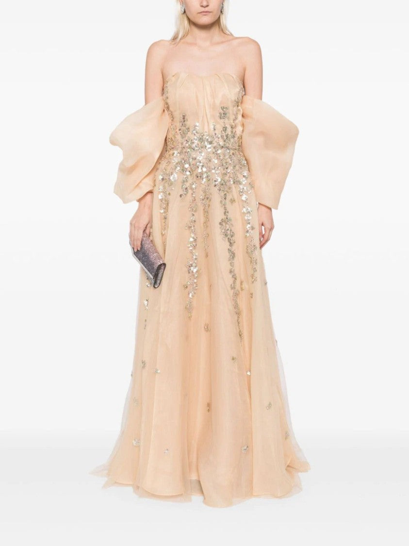 Organza Dress With Dotted Beading