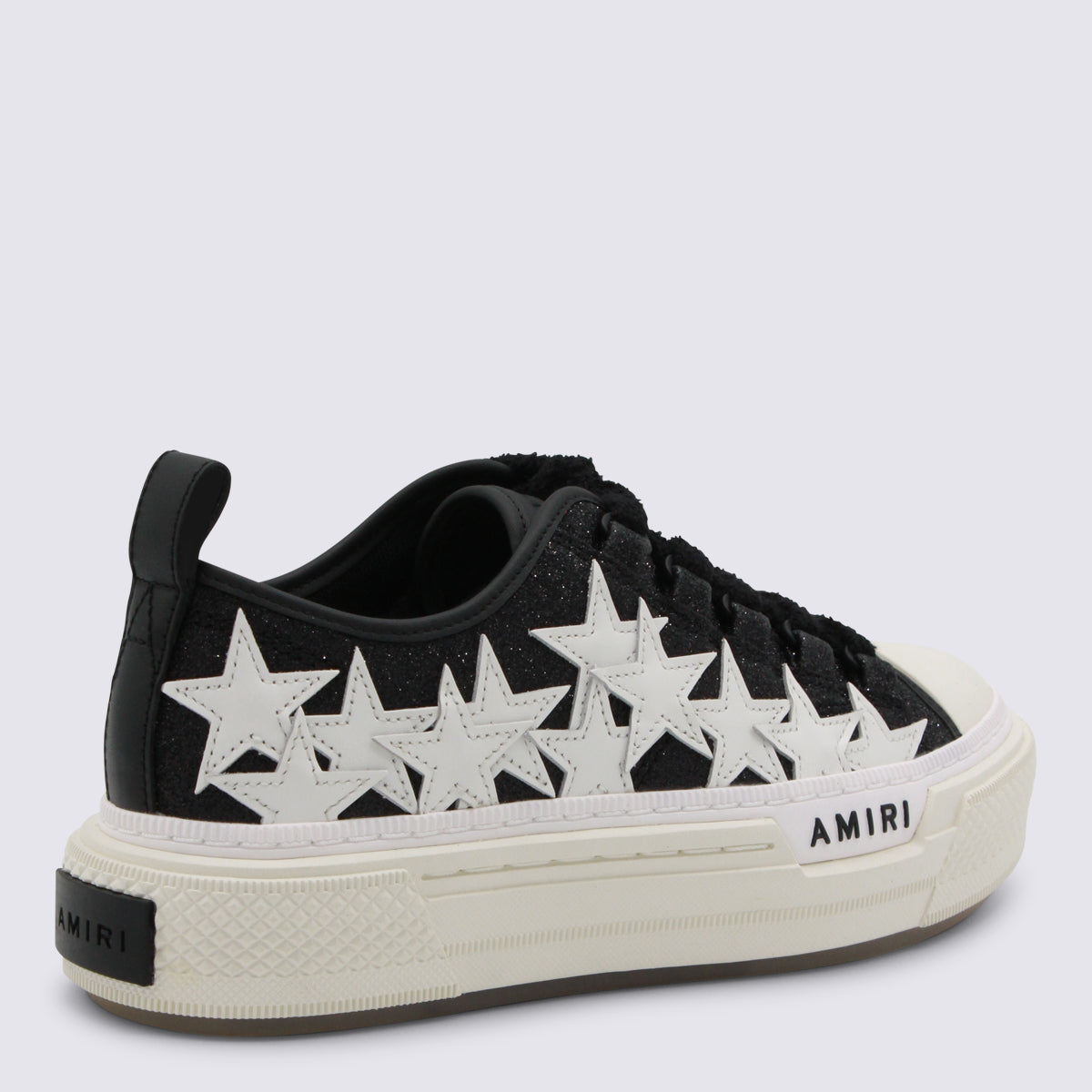 Black Leather Stars Court Sneakers
