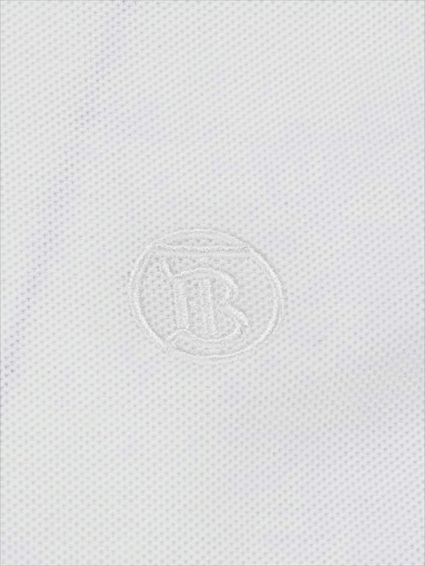 Textured Knit White Polo Shirt