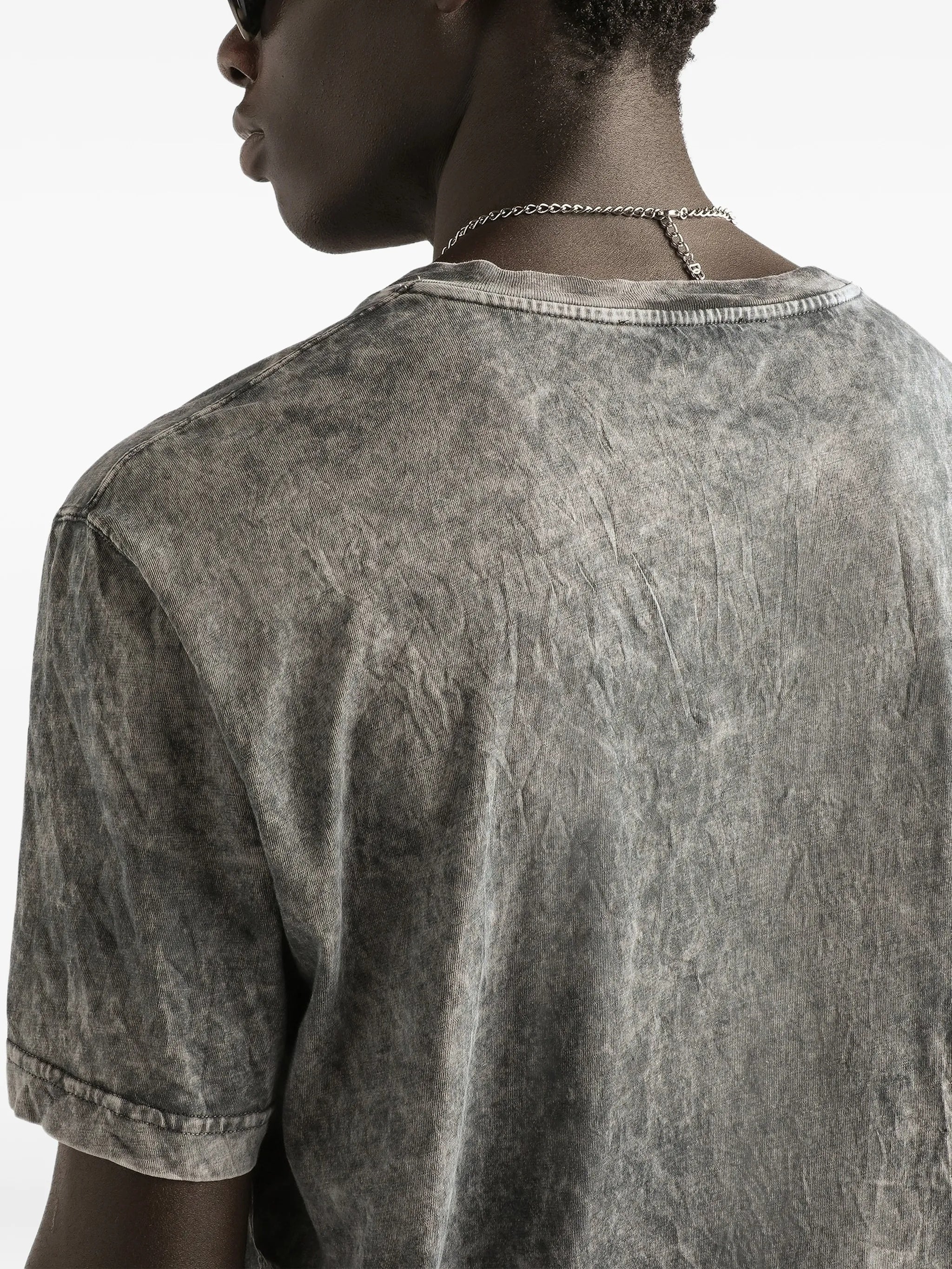Washed Textured Cotton Layered Graphic T-Shirt