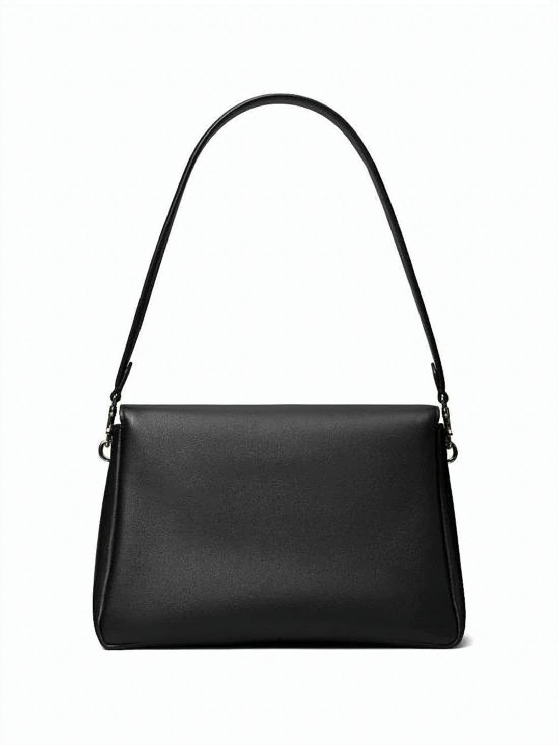 Sleek Rectangular Black Cowhide Leather Shoulder Bag