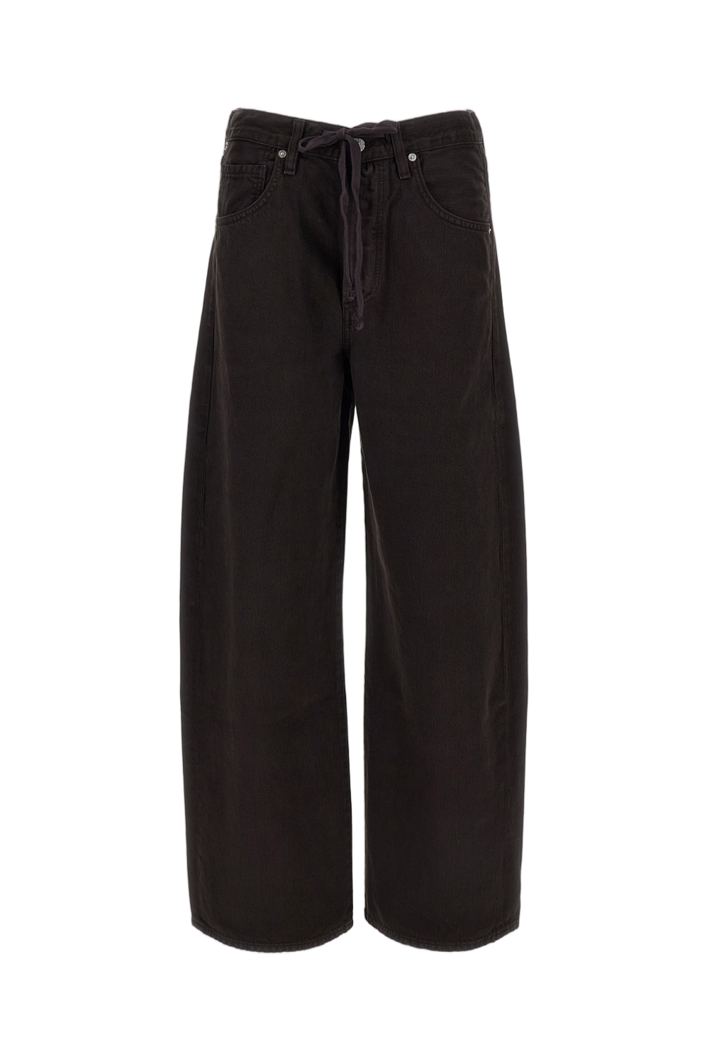 Wide-Leg Cotton Denim Drawstring Jeans