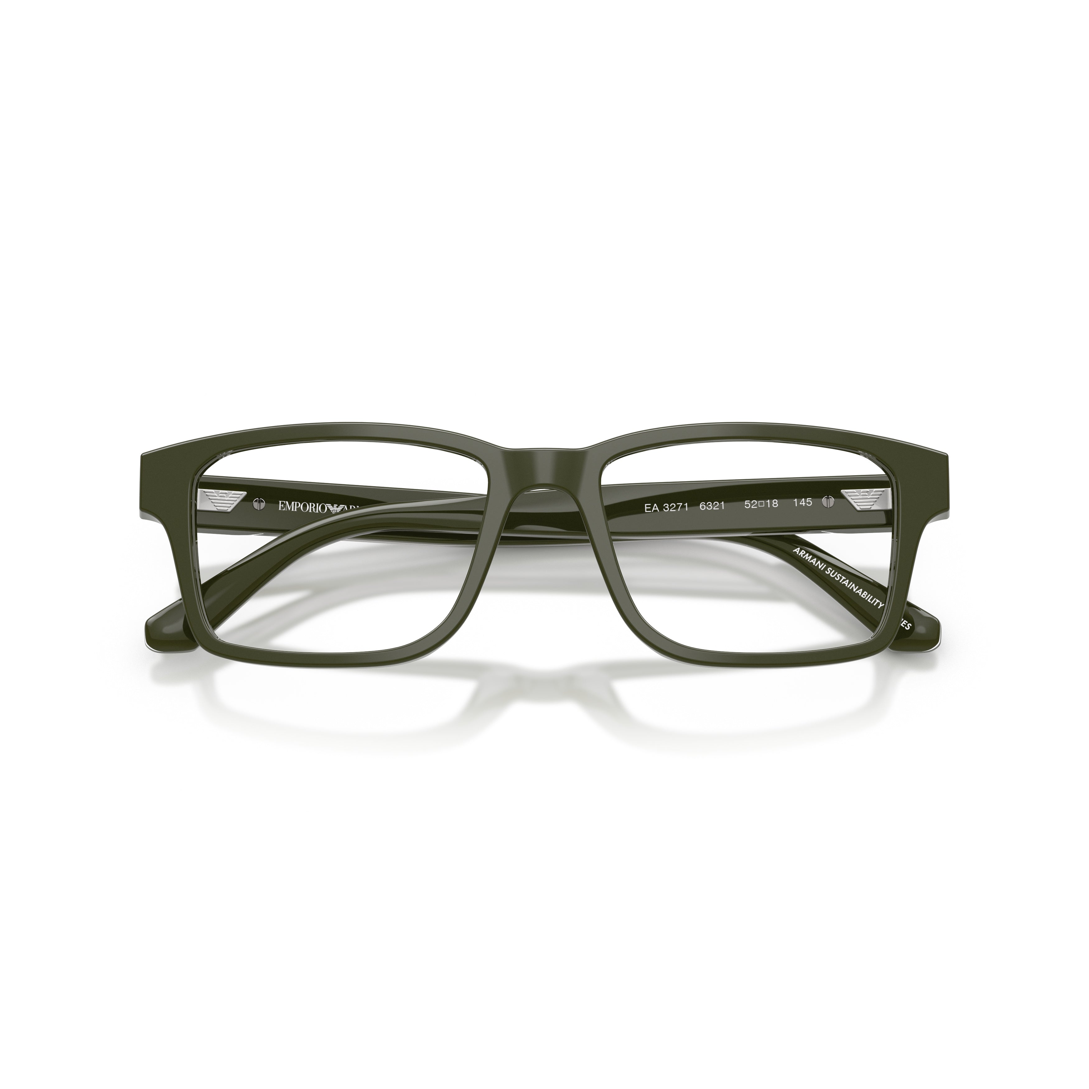 0ea3271 Rectangular Olive Green Eyeglasses with Metallic Accents