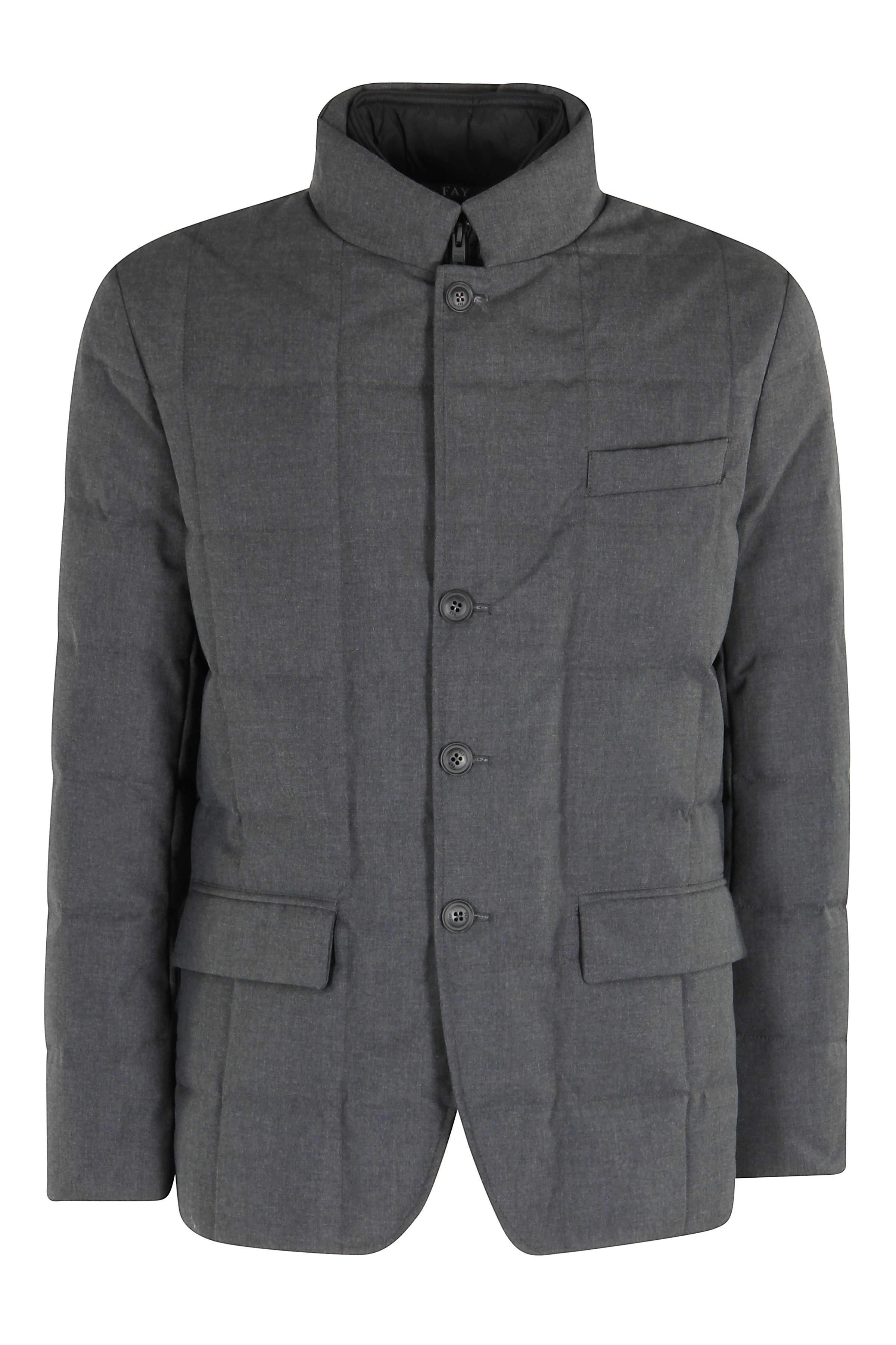 Double-Layered Grey Melange Down Jacket