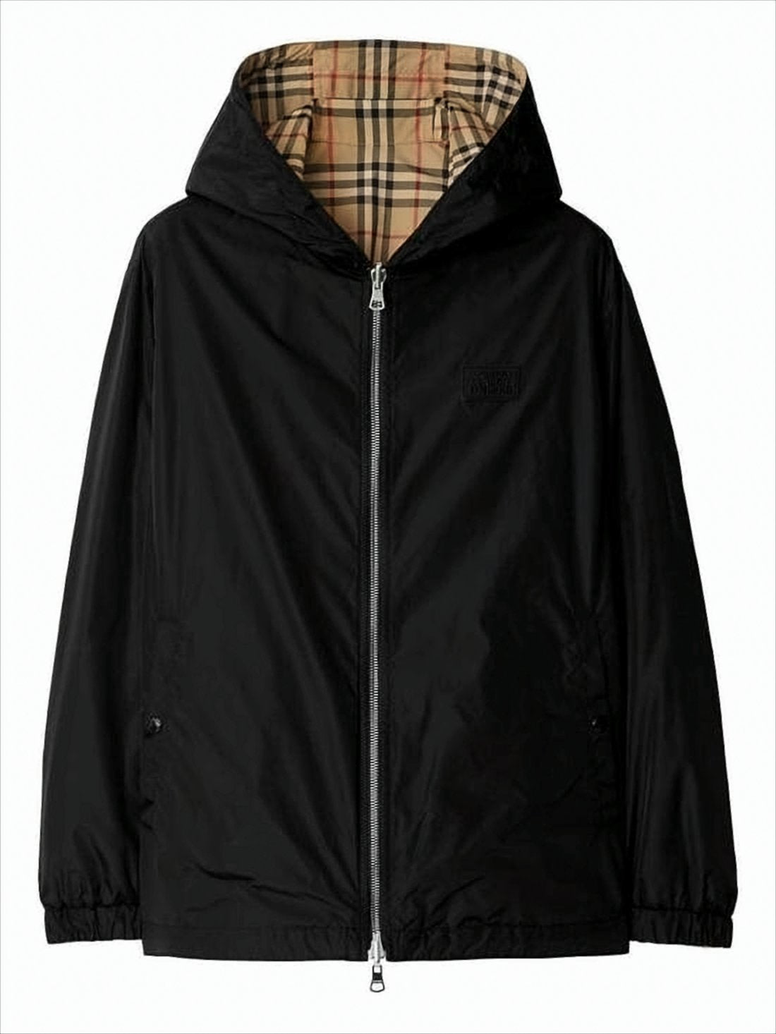 Reversible Check and Solid Hooded Jacket