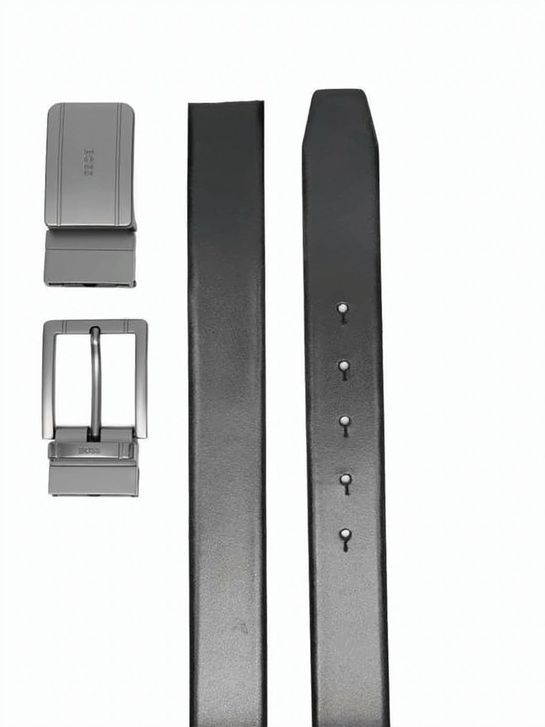 Polished Cowhide Belt with Rectangular Metal Buckle