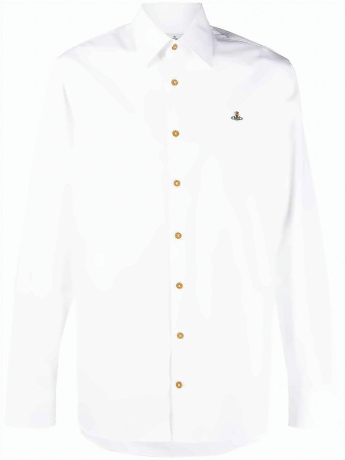 Long-Sleeve White Cotton Shirt with Crisp Collar