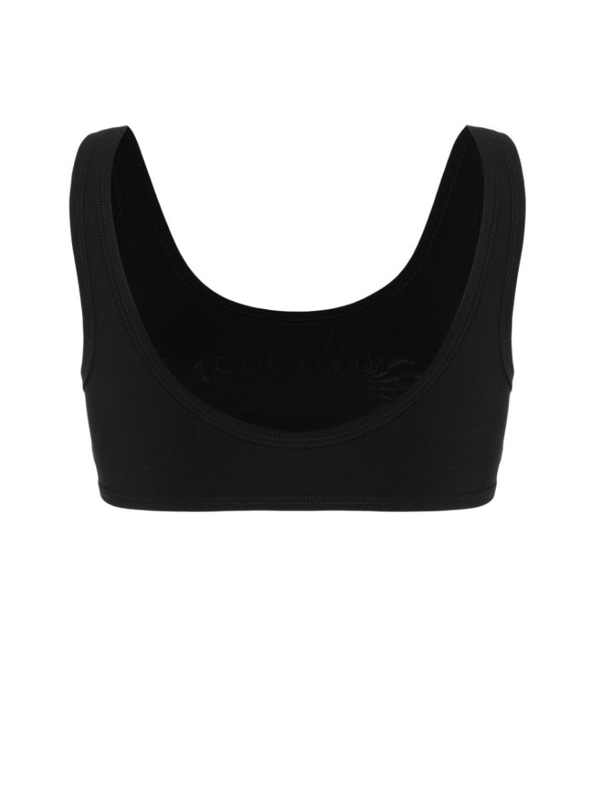 One-Piece Black Bikini Top With Rounded Neckline