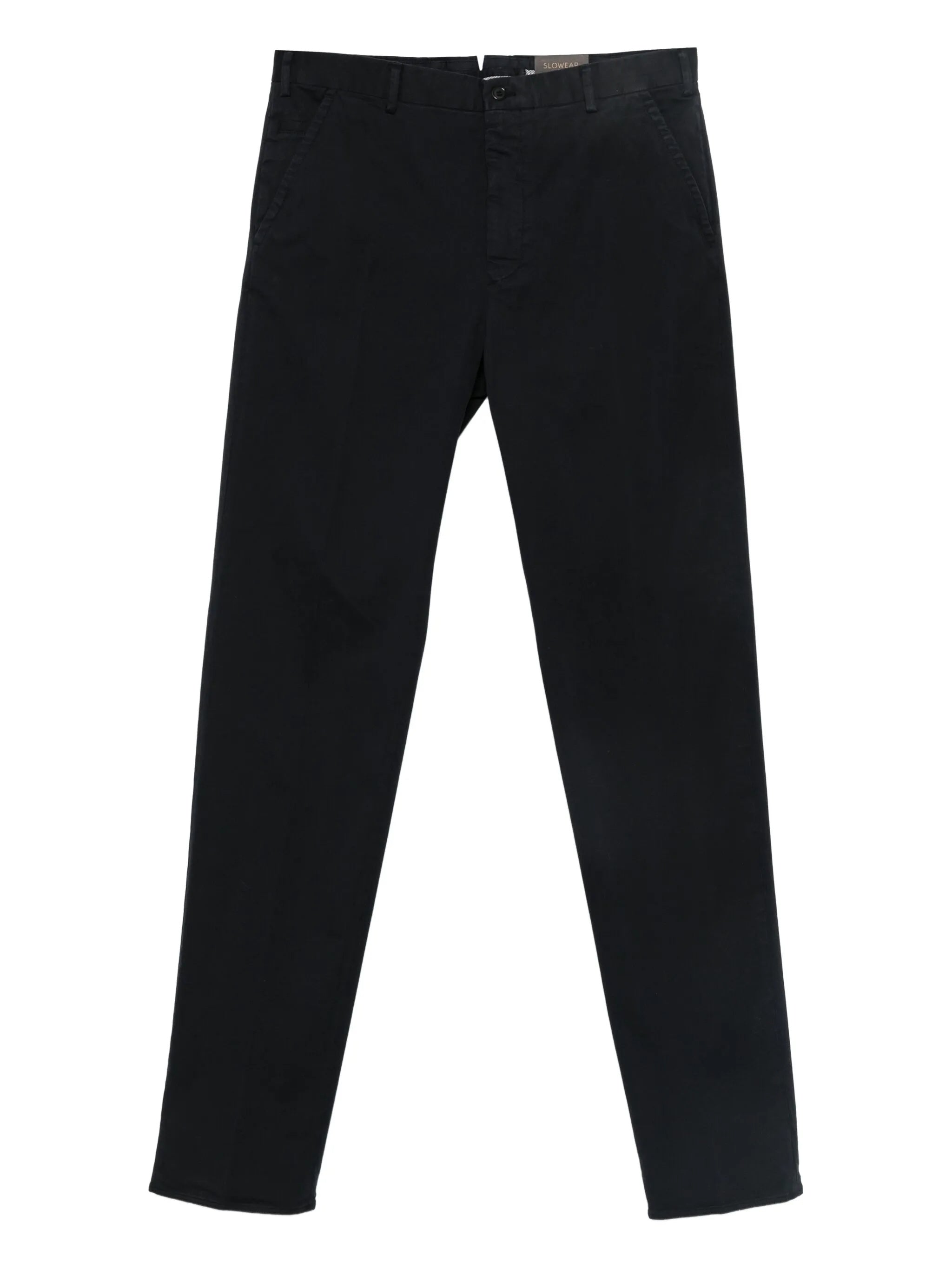 Black Straight-Leg Minimalist Cotton Trousers