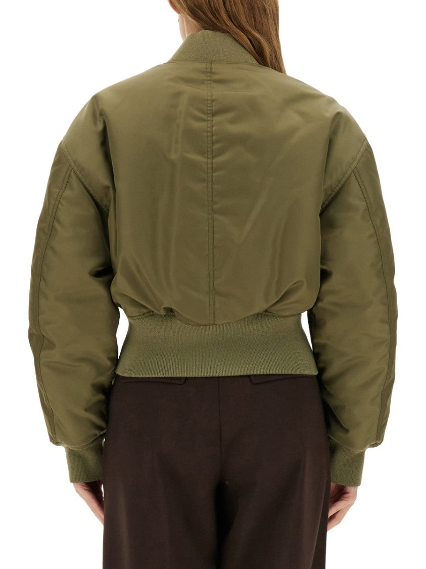 Cropped Voluminous Nylon Bomber Jacket