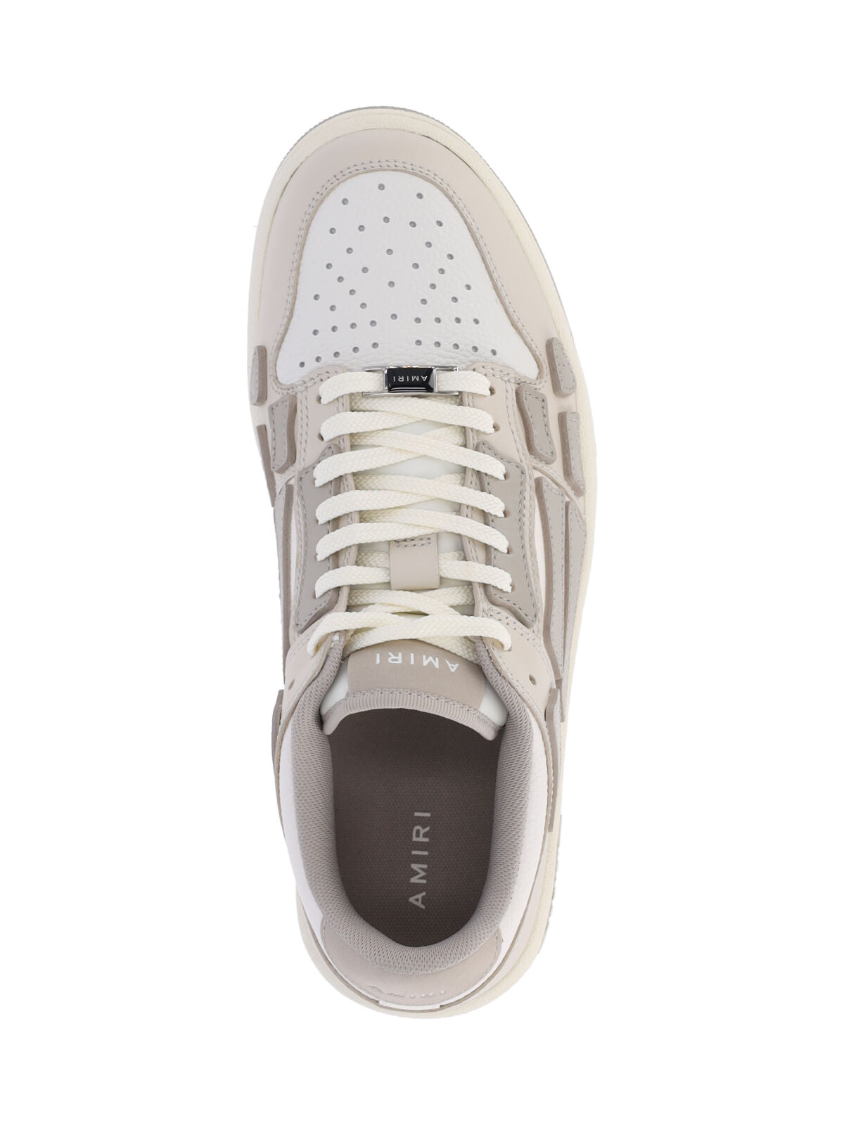 White Layered Perforated Low-Top Sneakers