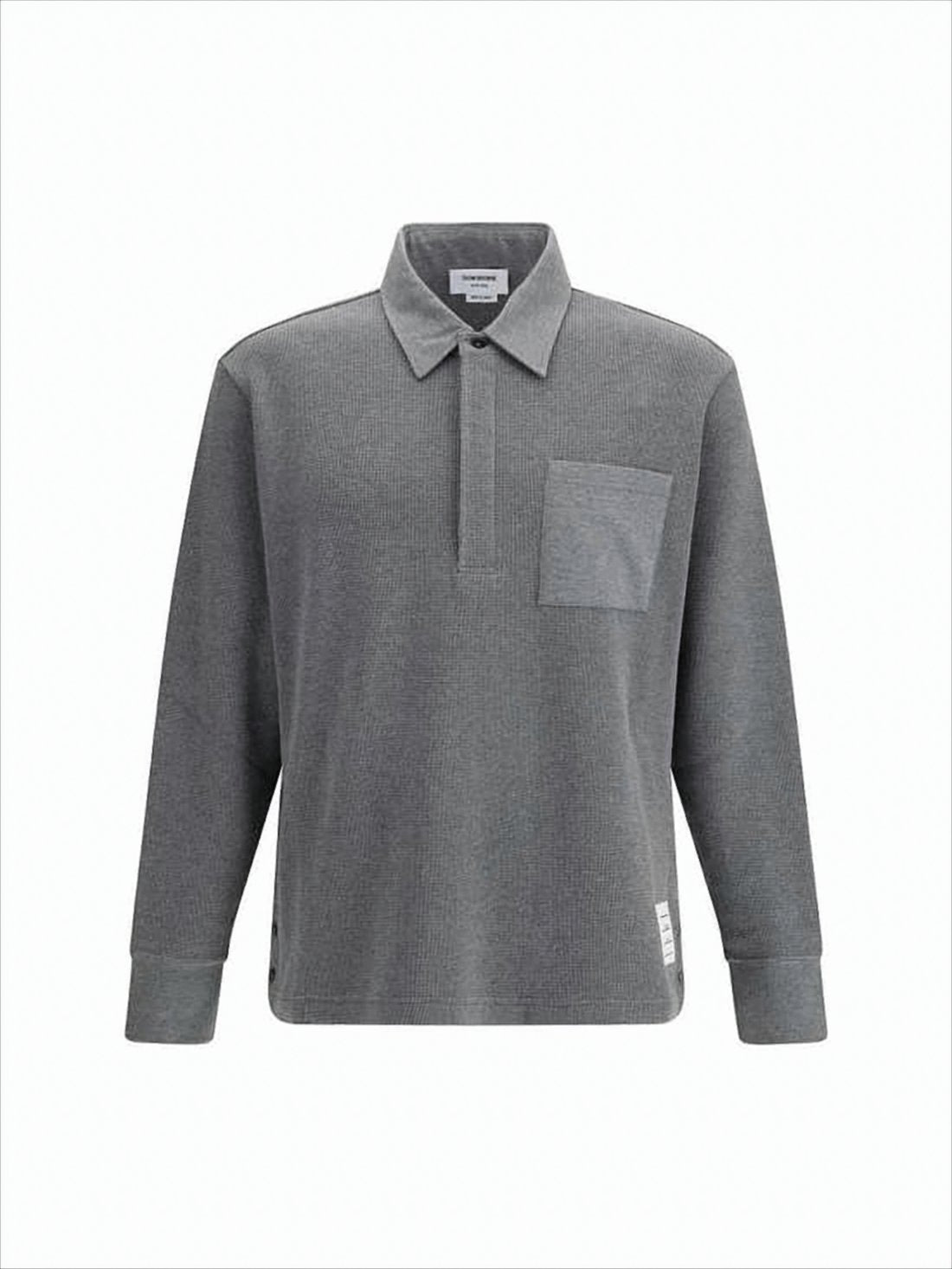 Textured Knit Sweater with Polo Collar