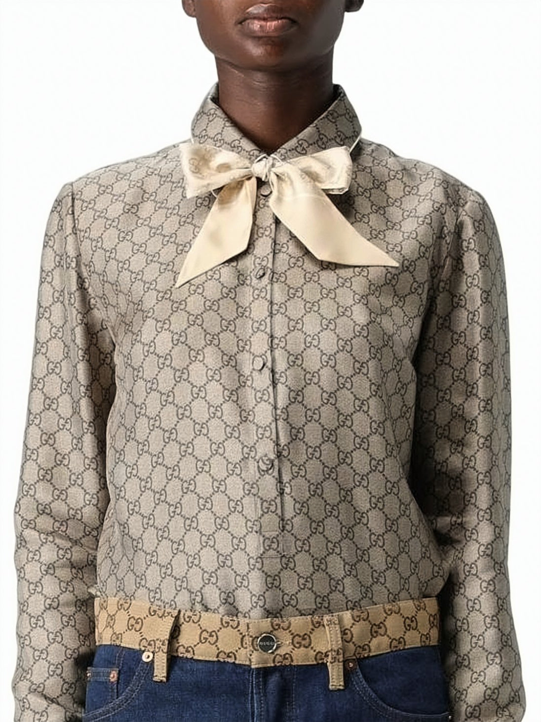 Silk Scarf with Monogram Pattern