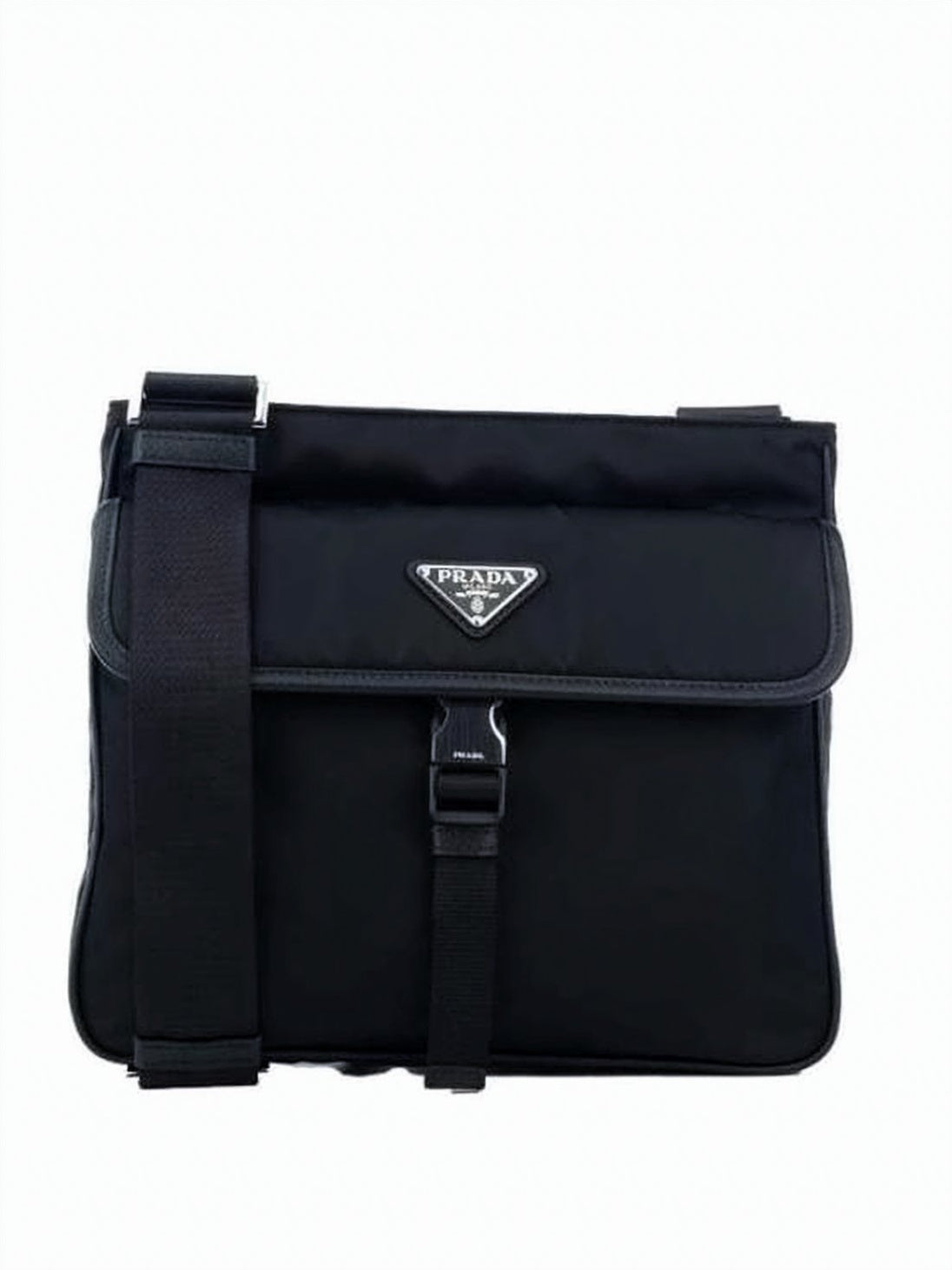 Nylon Crossbody Bag with Leather Trim