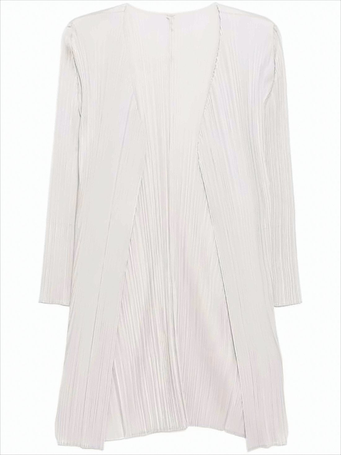 Lightweight Pleated Cardigan with Relaxed Open Front
