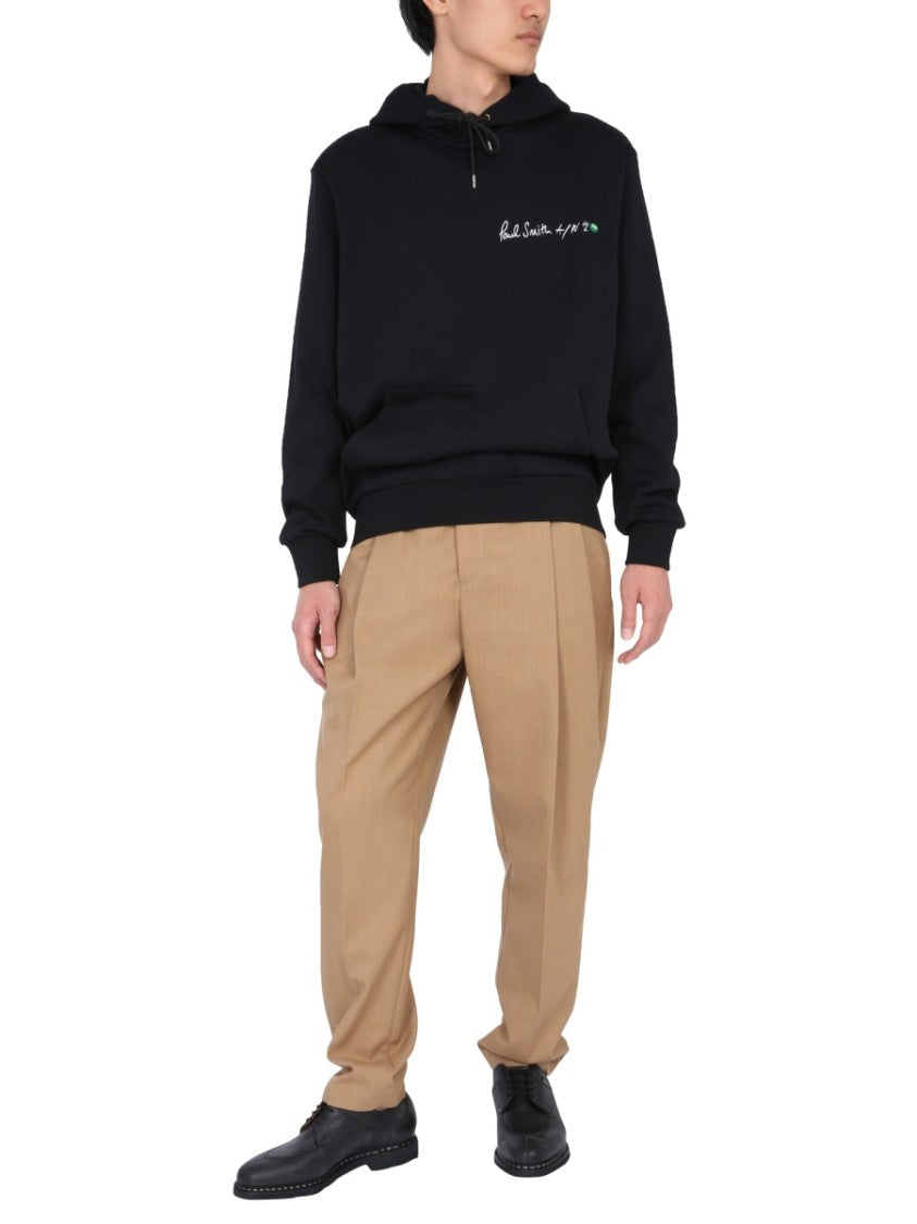 Black Hooded Sweatshirt With Graphic Accents
