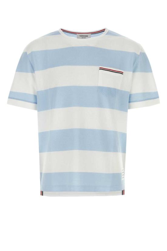 Striped Short-Sleeve T-Shirt With Tricolor Ribbon Details