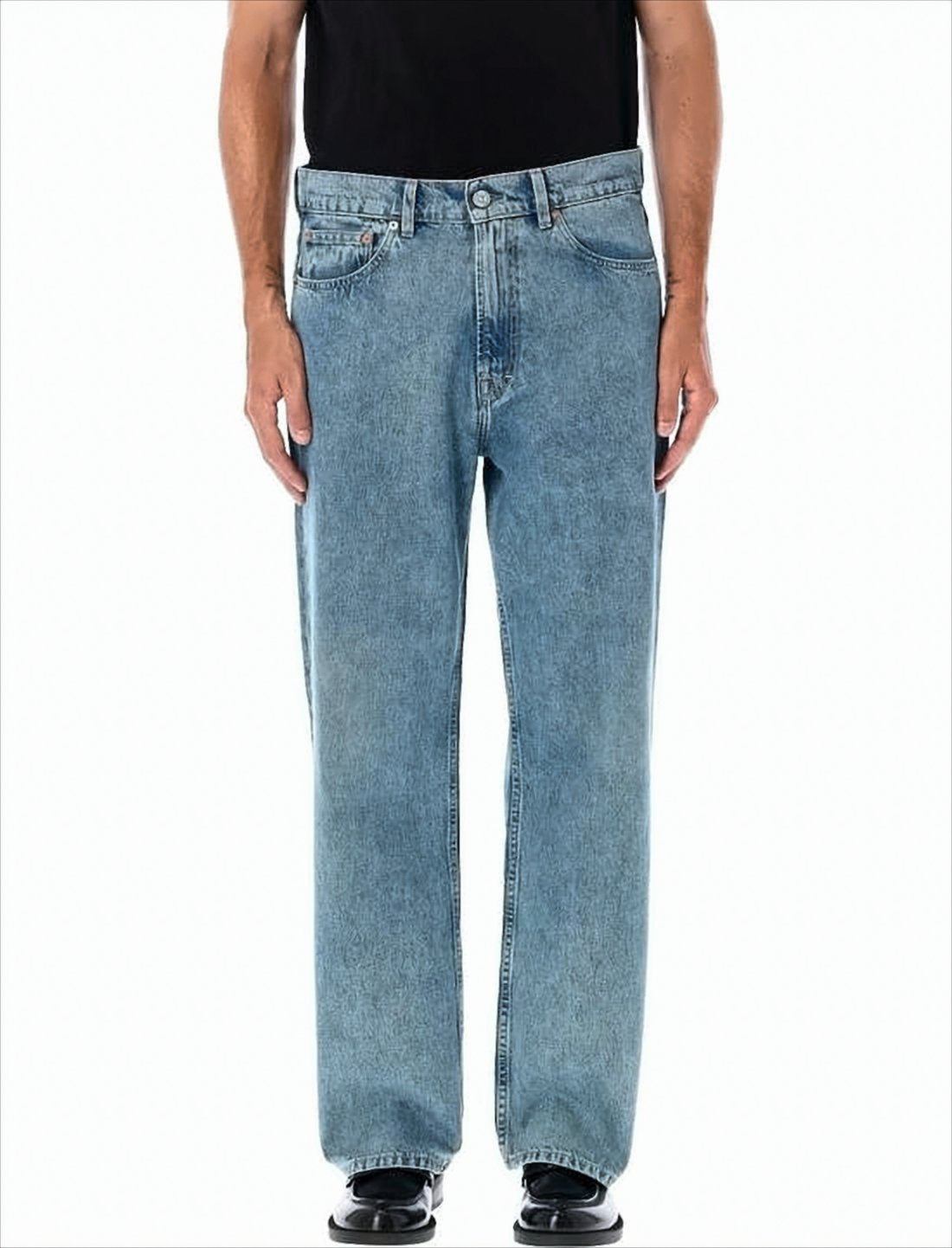 Straight-Leg Denim Pants with Vintage-Inspired Details